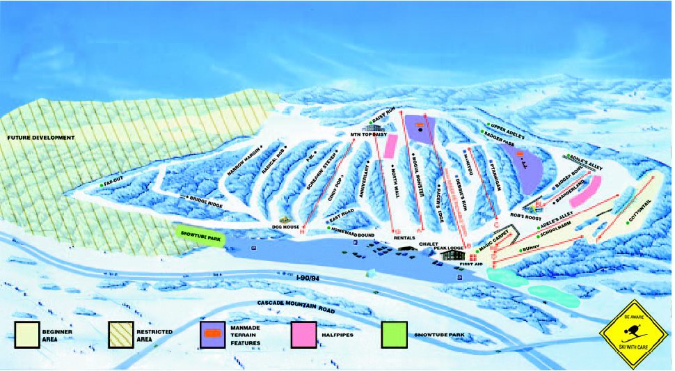 Cascade Mountain Piste / Trail Map