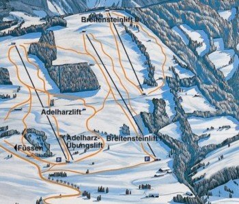 Adelharz u. Breitensteinlifte Kranzegg Piste / Trail Map