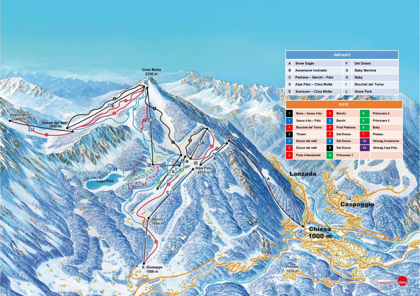 Chiesa Piste / Trail Map