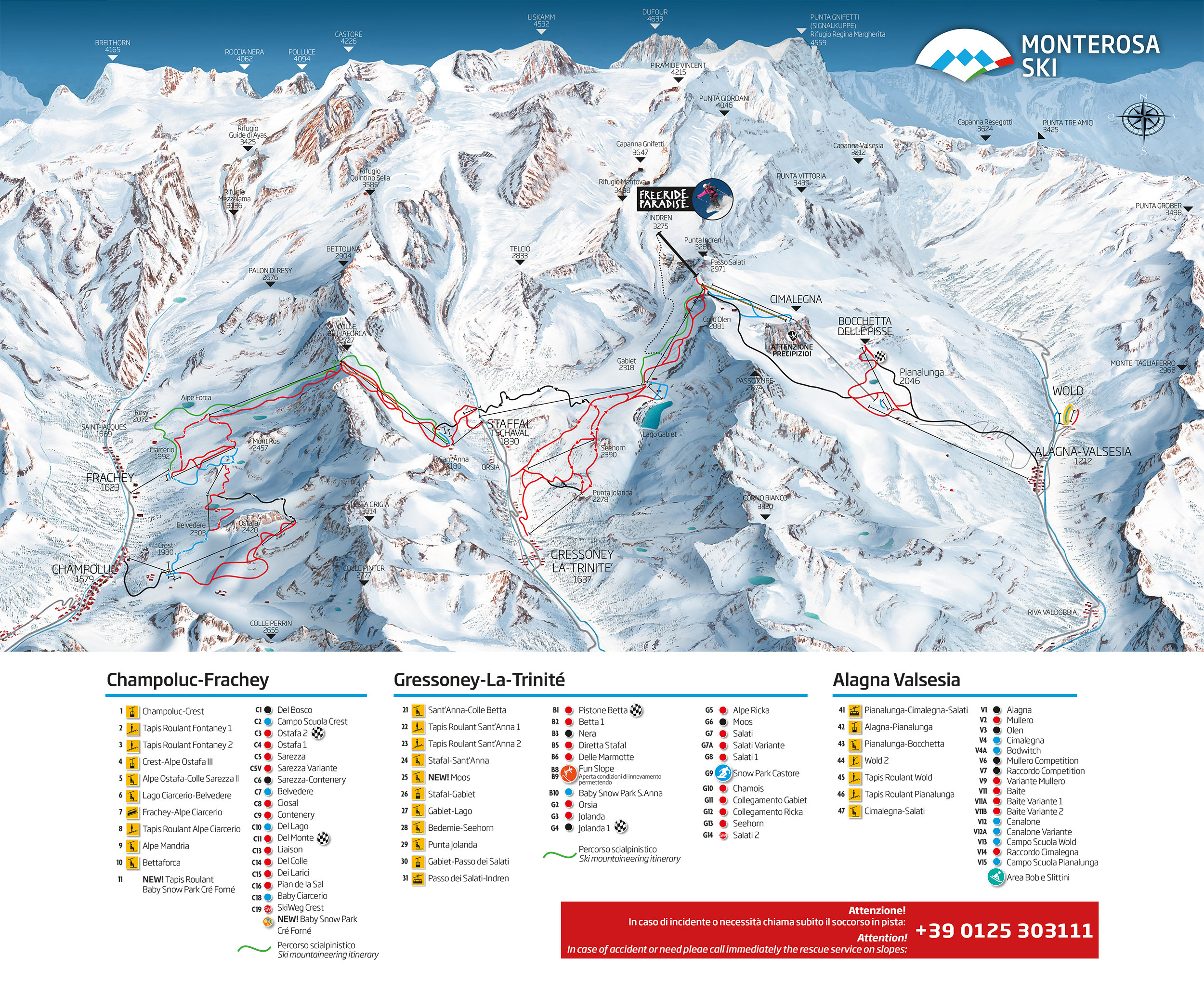 Gressoney-la-Trinite Piste / Trail Map