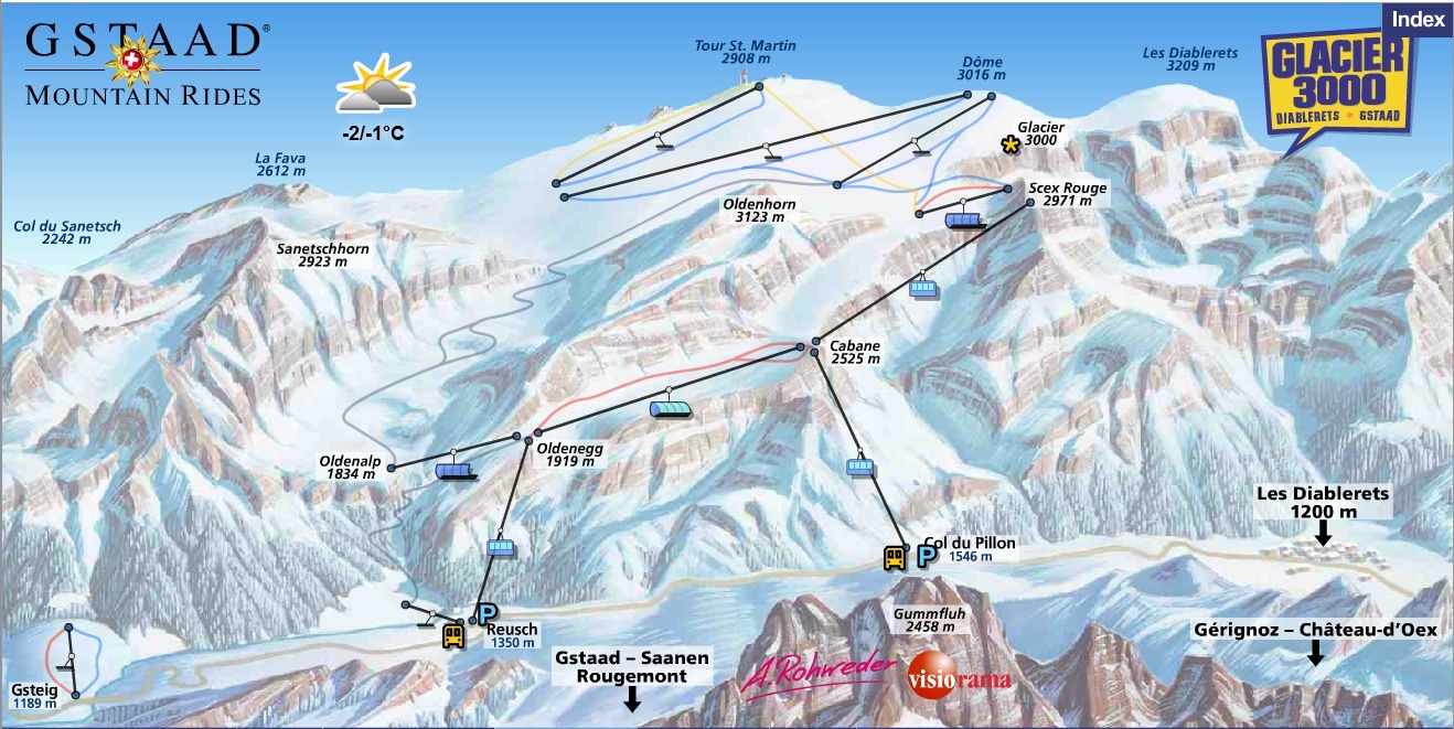Gstaad Glacier 3000 Piste / Trail Map