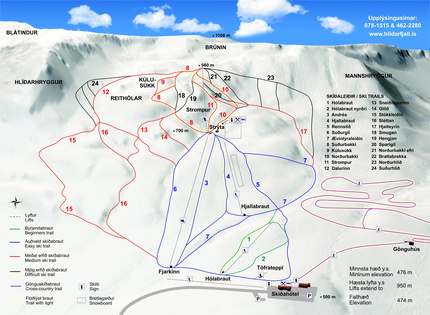 Hlíðarfjall Akureyri Piste / Trail Map