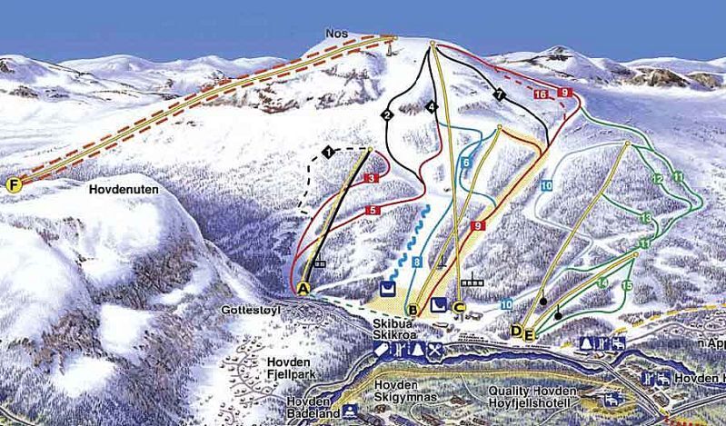 Hovden Piste / Trail Map