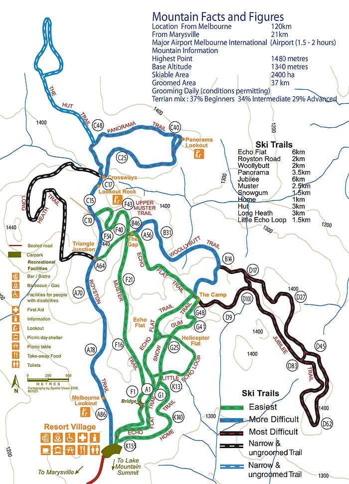 Lake Mountain Piste / Trail Map