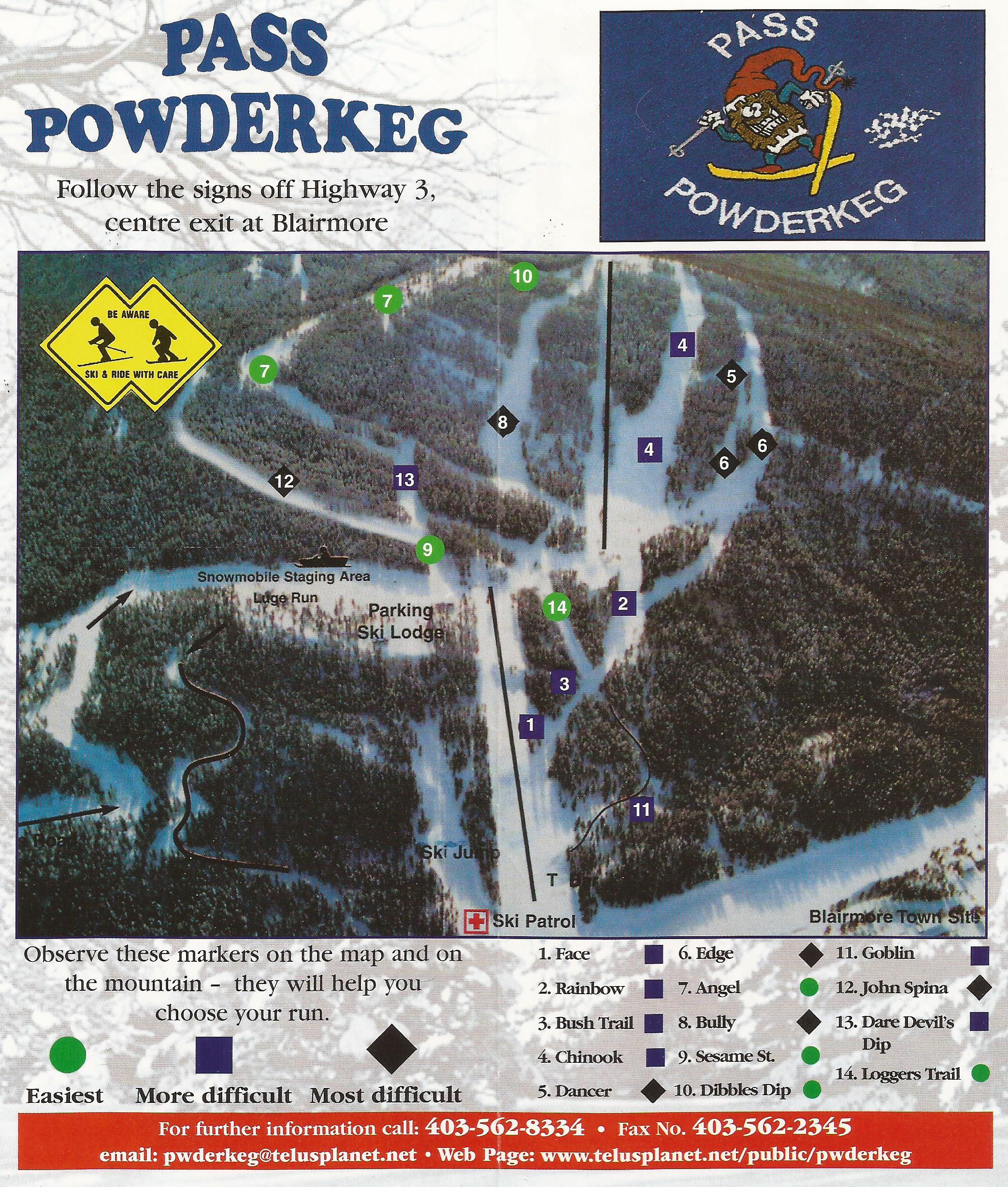 Pass Powderkeg Piste / Trail Map