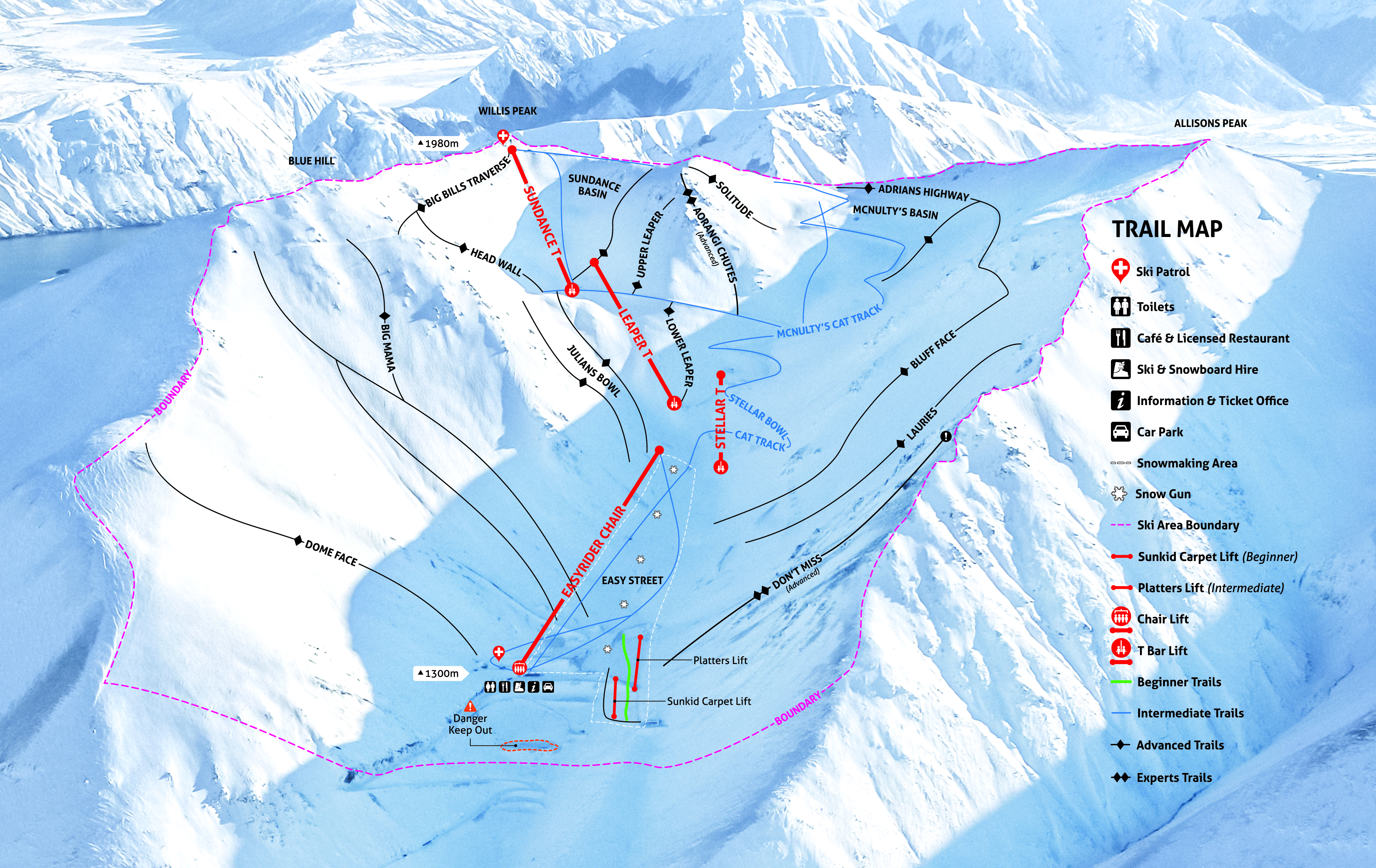Porters Piste / Trail Map