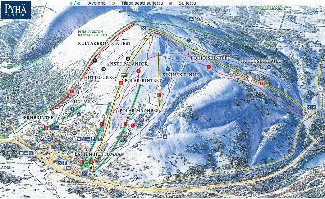 Pyhä Ski Resort Piste / Trail Map