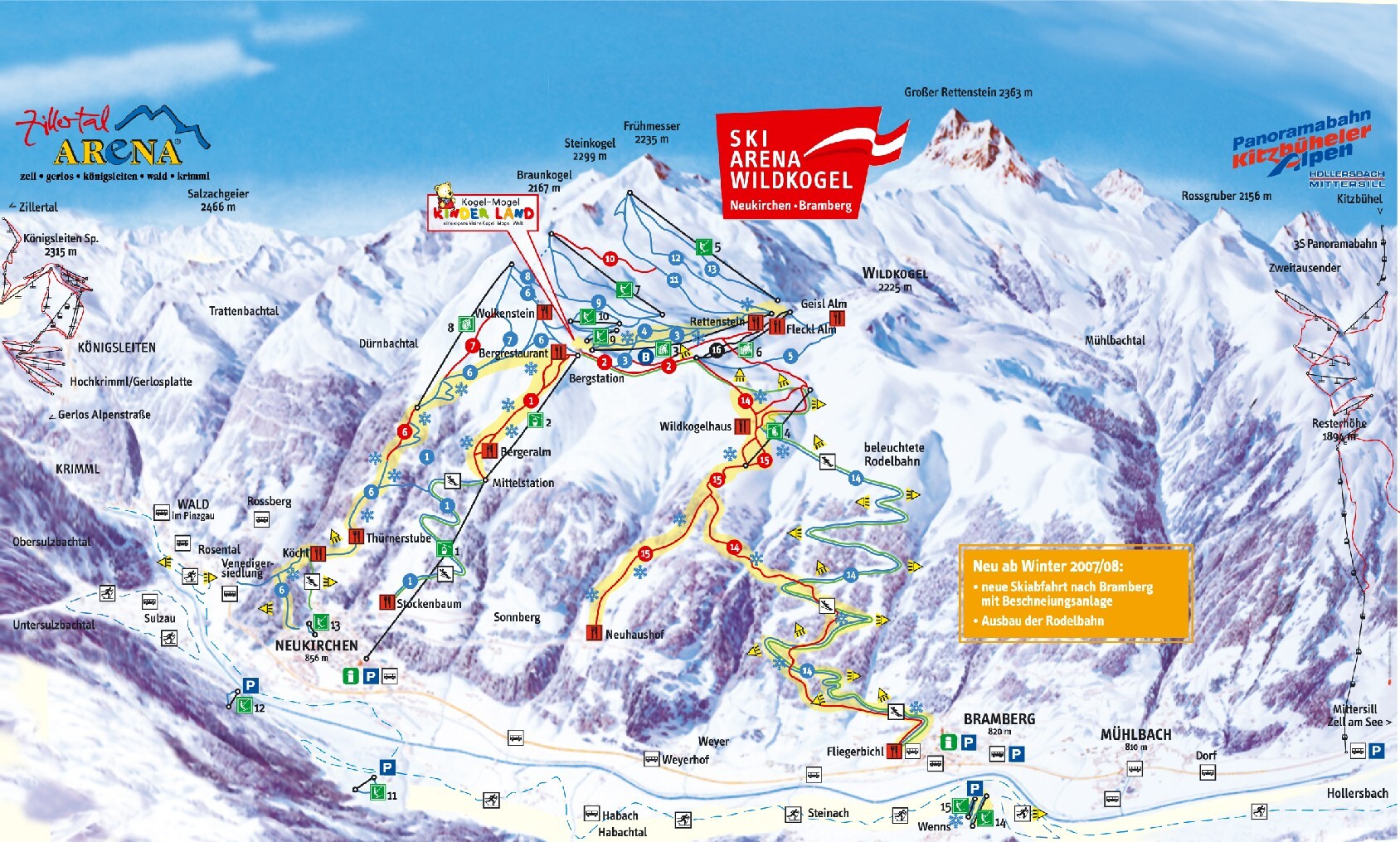 Neukirchen/Bramberg-Ski-Arena Wildkogel Piste / Trail Map