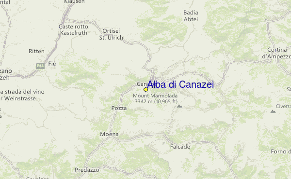 Alba di Canazei Location Map