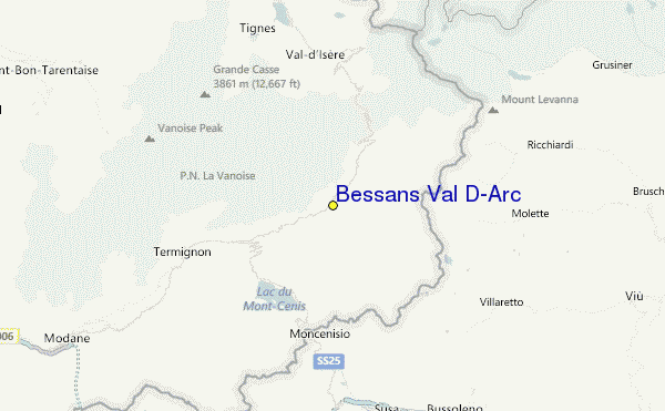 Bessans Val D'Arc Location Map