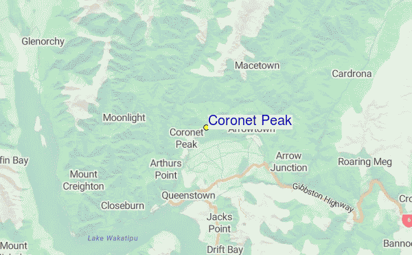 Coronet Peak Skigebied Gids, Lokaliteitkaart en Coronet Peak ...