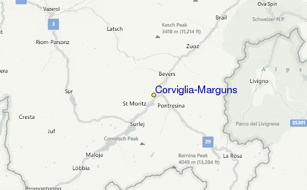 Corviglia-Marguns Location Map