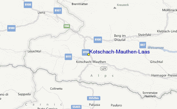 Kötschach-Mauthen-Laas Location Map