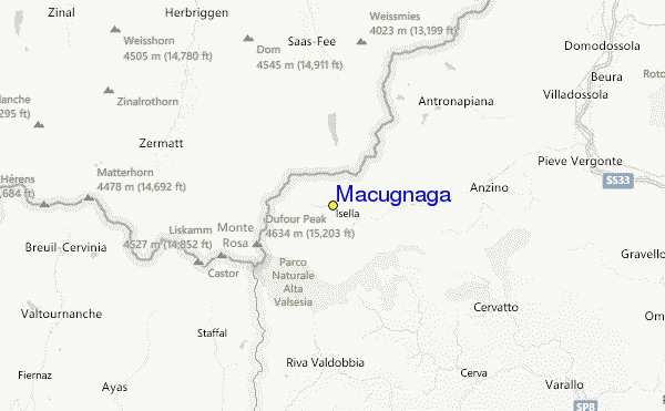 Macugnaga Location Map
