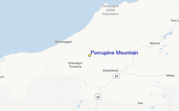 Porcupine Mountain Location Map