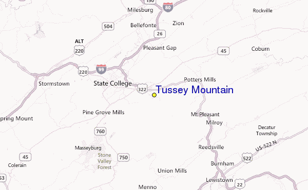 Tussey Mountain Location Map