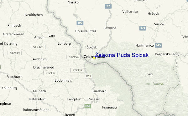 Železná Ruda Špičák Location Map