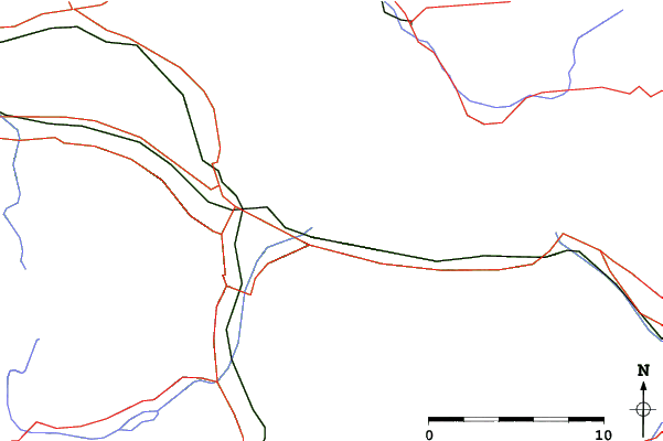 Roads and rivers close to Amden