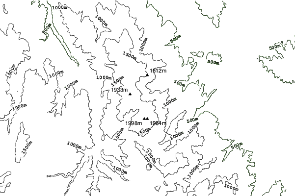Awakino Ski Area neighbourhood contours