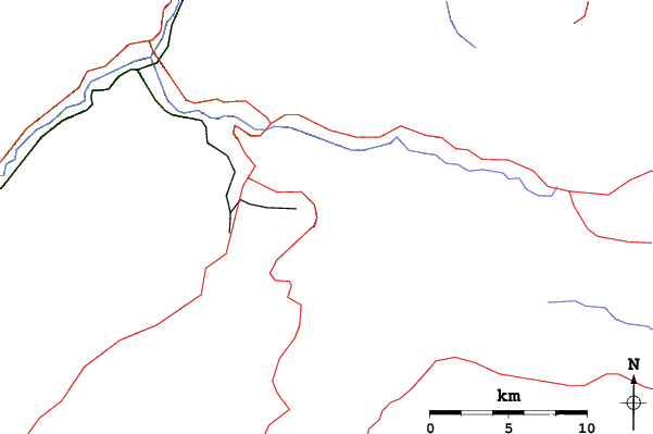 Roads and rivers close to Bakuriani