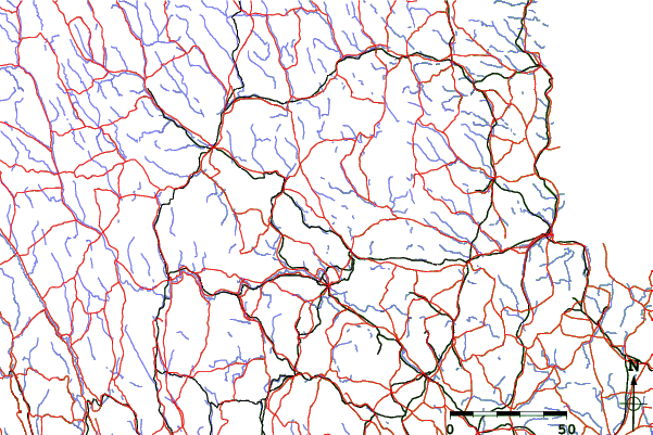 Roads and rivers close to Bjursås