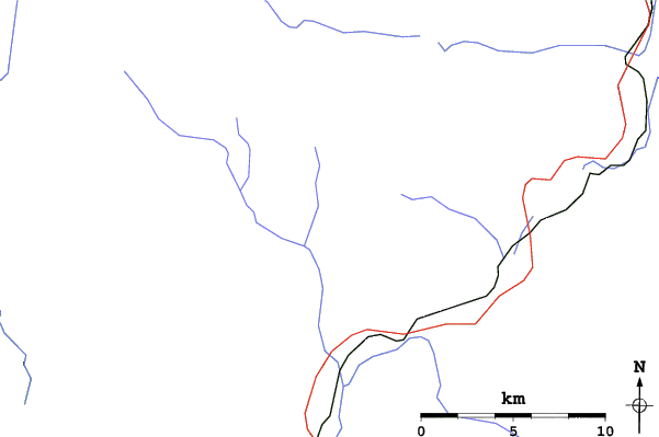 Roads and rivers close to Ski Callaghan