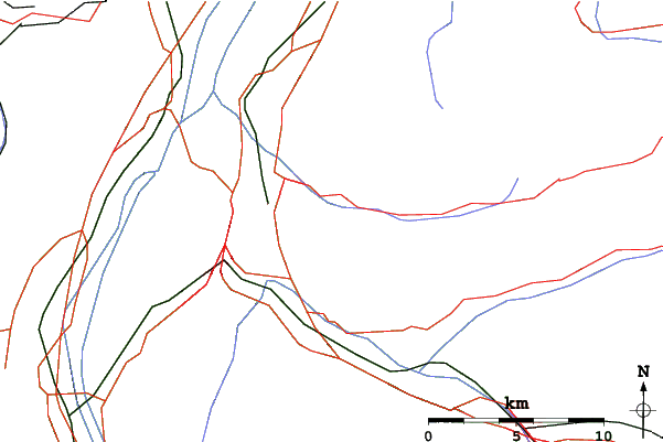 Roads and rivers close to Gröllerkopf – Übersaxen