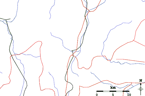 Roads and rivers close to Hakuba Iwatake