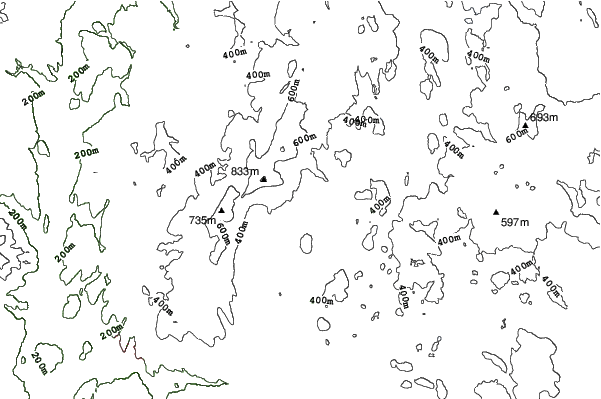 Hickory Hills neighbourhood contours