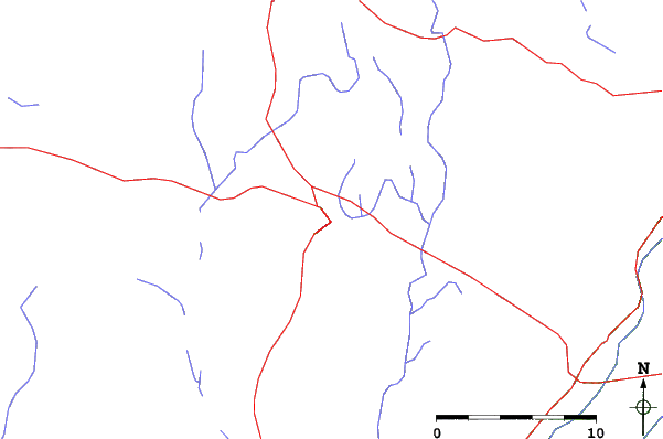 Roads and rivers close to Holiday Mountain