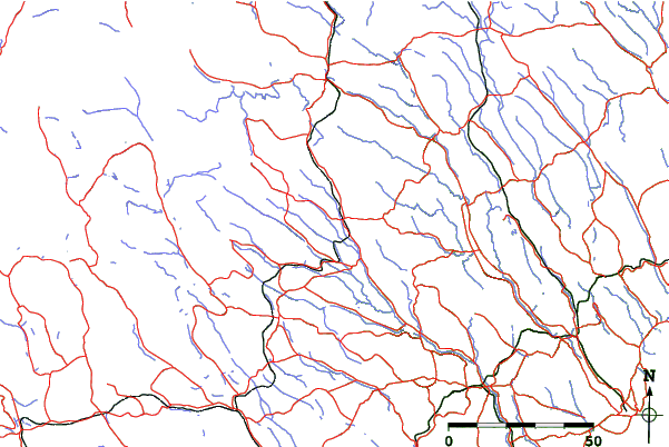 Roads and rivers close to Kåbdalis