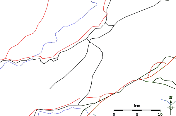 Roads and rivers close to La Corbatière - Vallée de La Sagne