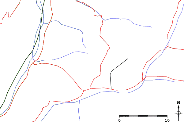 Roads and rivers close to Lavazèjoch/Passo Lavazè