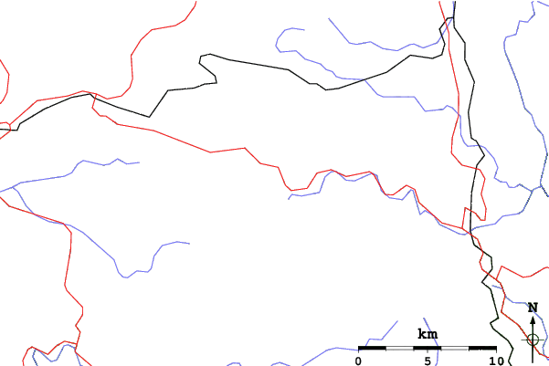 Roads and rivers close to Le Mont Lozère