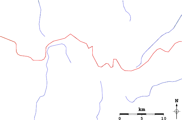 Roads and rivers close to Magic Mountain (Idaho)