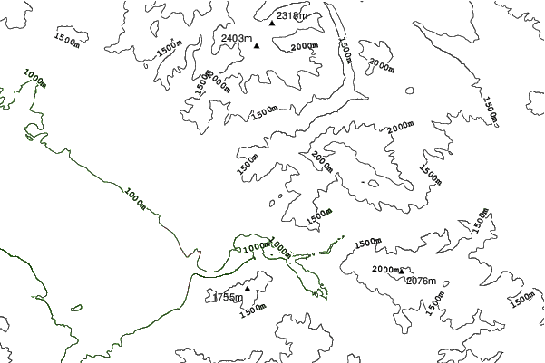 Marshall Mountain Ski Area neighbourhood contours