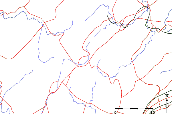 Roads and rivers close to Megahira Onsen Megahira