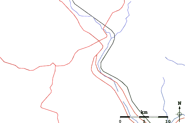 Roads and rivers close to Mont Gabriel
