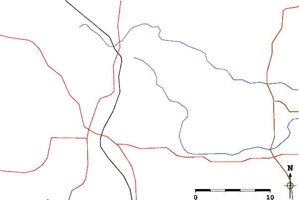 Roads and rivers close to Nordic Mountain