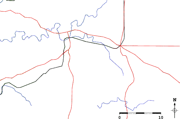 Roads and rivers close to Paoli Peaks
