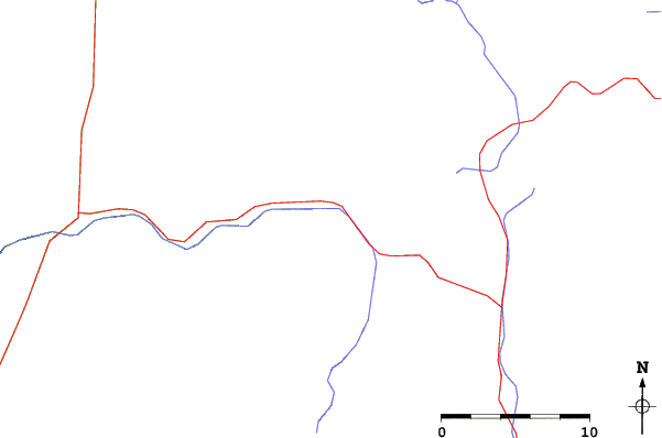 Roads and rivers close to Red River