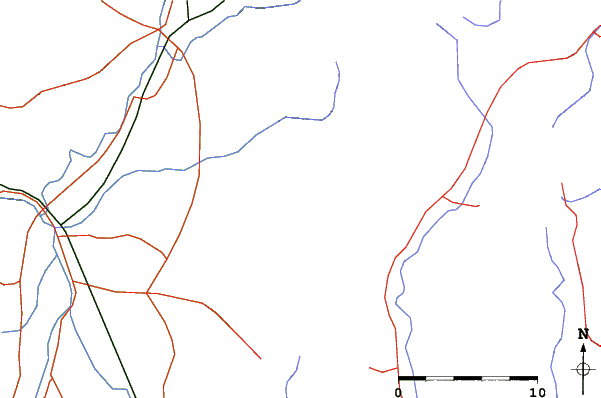 Roads and rivers close to Senhata