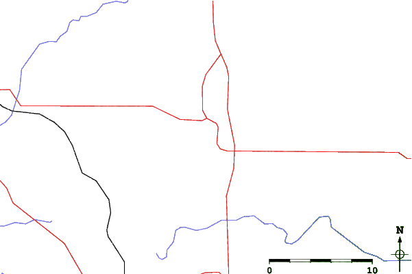 Roads and rivers close to Snow Snake Mountain