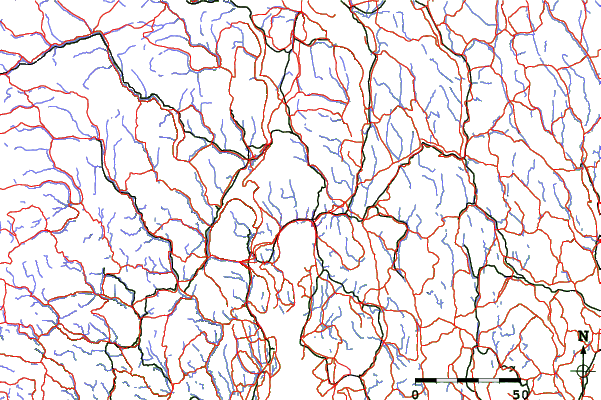 Roads and rivers close to Tryvann
