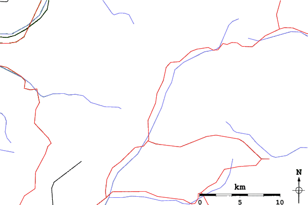 Roads and rivers close to Vigo di Fassa